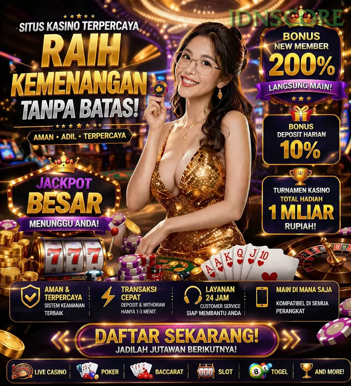 Main idnscoreq Menang Jackpot Besar